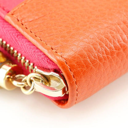 Gucci Round Zipper Bamboo Tassel Bicolor 307984 Calf Pink/orange Ladies Long