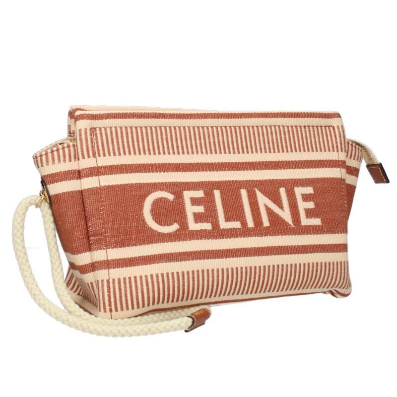 Celine 24SS Tice Pouch 10m552fvv Triomphe Striped Textile Pouch Women