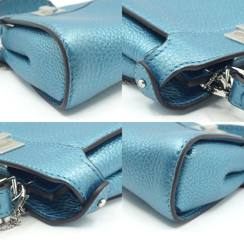 Fendi Nano P-cub-leather Mini Bag Pochette Pouch Blue Series 2WAY