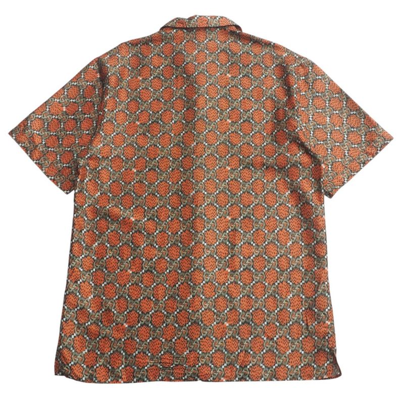 Gucci Short Sleeve Shirt Size 46 (170 88A) GG Logo Open Collar Shirt Made In