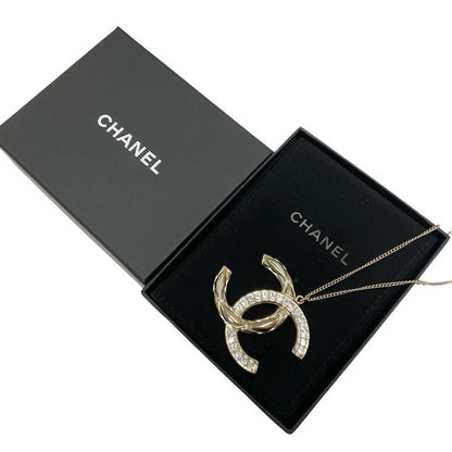 Chanel Necklace Pendant Choker Gold Coco Mark Rhinestone