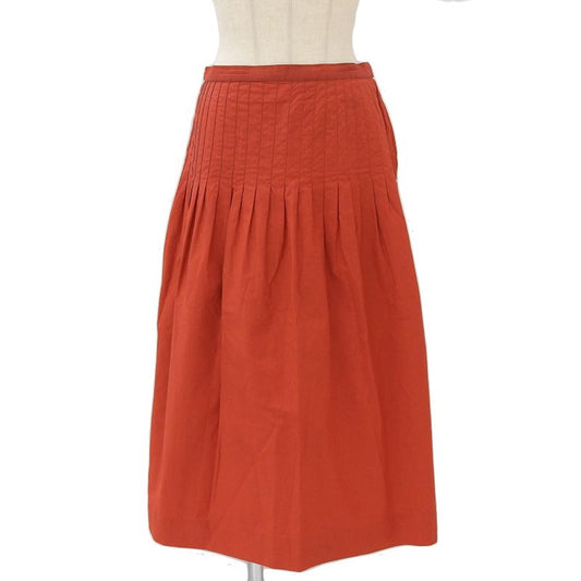 Saint Laurent Paris 80's Vintage Archive Cotton Pleated Long Skirt Red 44 Rare