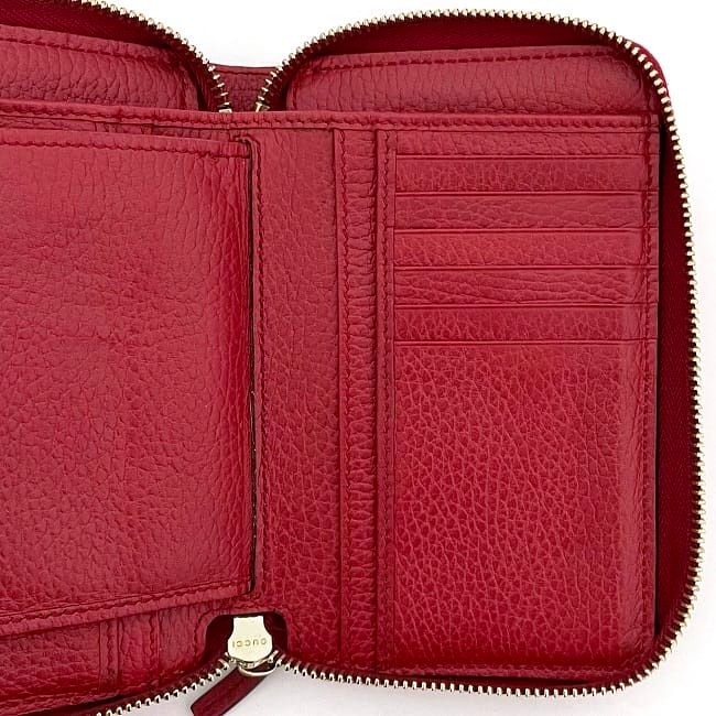 Gucci Round Zipper Wallet Red Interlocking 464884