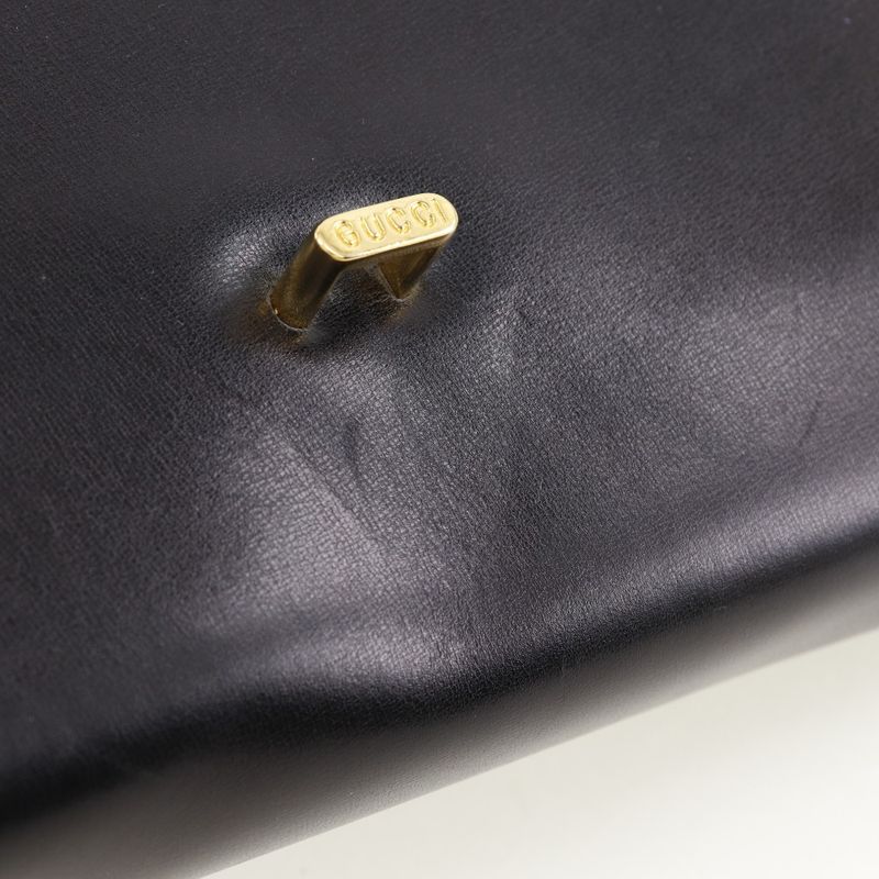 Gucci Old Gucci 2WAY Clutch Calf Black Ladies Shoulder Bag