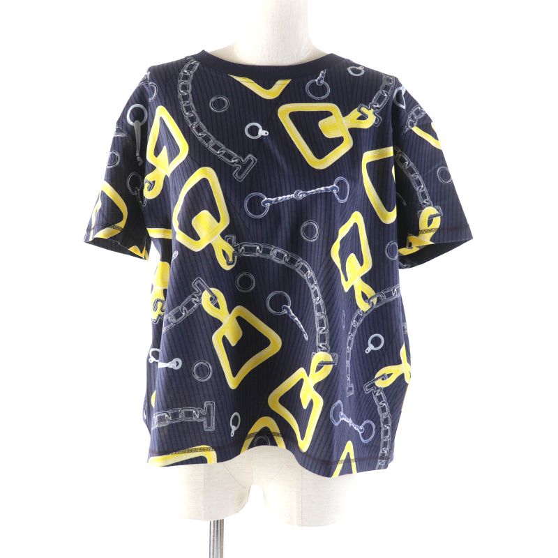 Hermes 2024 4h4641dh Kaleidoscope Effect Short Sleeve T-shirt Navy Yellow 40