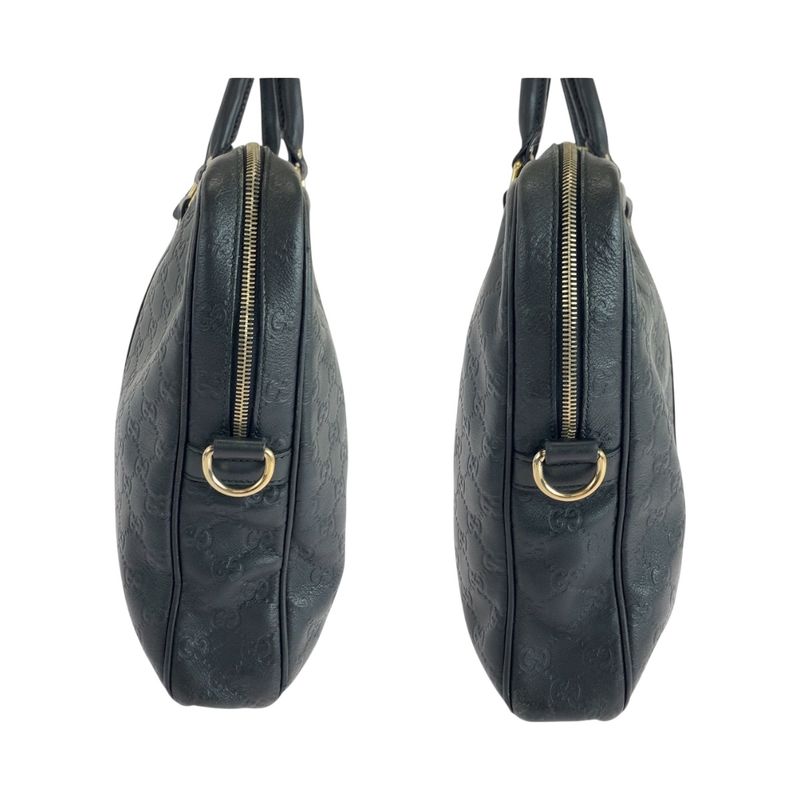 Guccissima Black Silver Hardware Leather 208463 Business Bag Shoulder Bag 2way