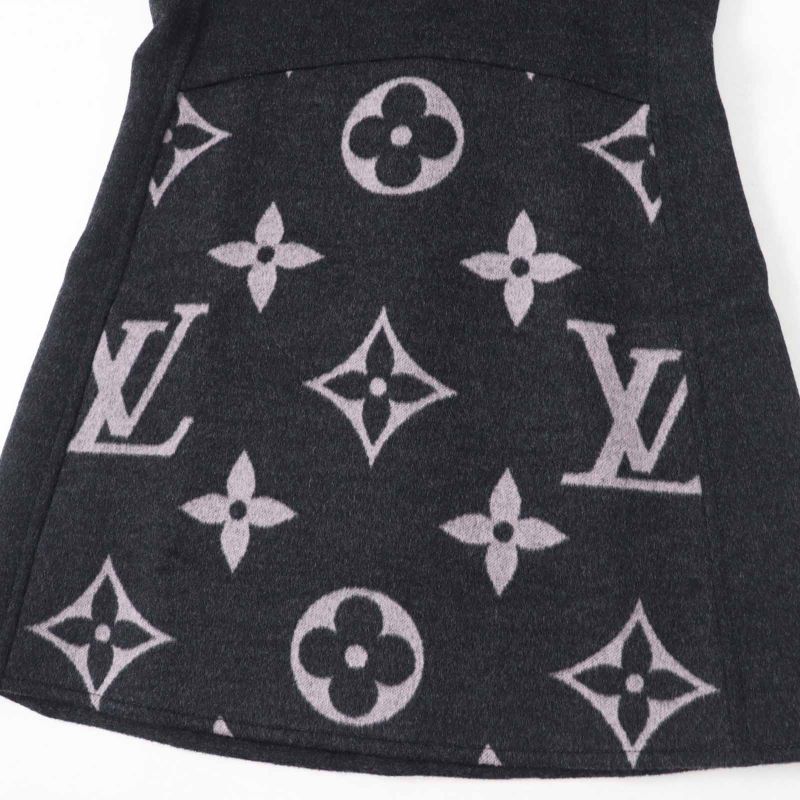 Louis Vuitton 20AW Wool Silk Monogram Sleeveless A-line Dress/dress Dark Grey