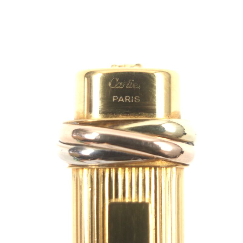 Cartier Vintage Trinity Striped Cap Ballpoint Pen Gold Made In