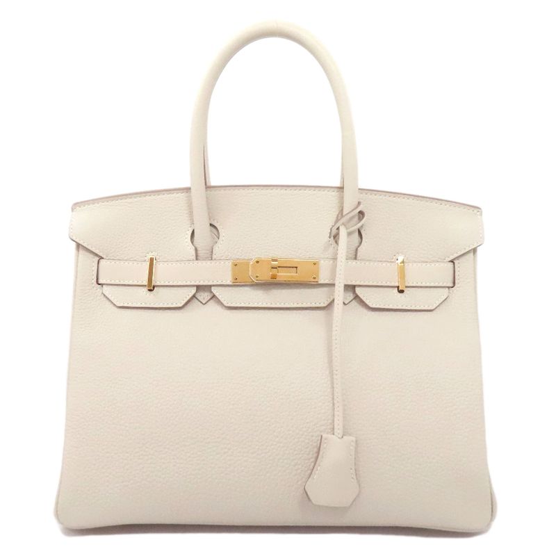 Hermes Birkin 30 Nata Gold Hardware Handbag Taurillon Women