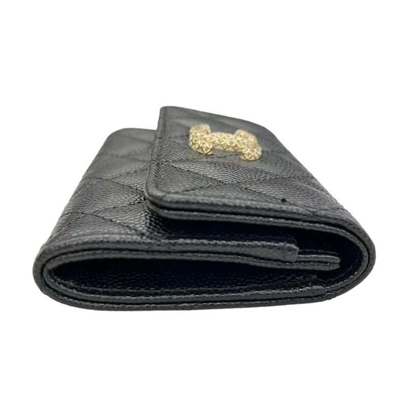 Chanel Ap2735 Coin Case Card Case Mini Wallet Black×pink Caviar Skin Unused