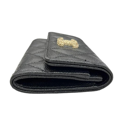 Chanel Ap2735 Coin Case Card Case Mini Wallet Black×pink Caviar Skin Unused