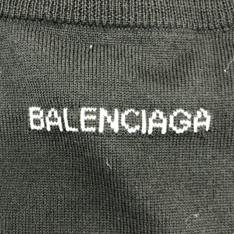 Balenciaga - Wool Back Logo Crew Neck Knitted Sweater - 40 - Black - Women's