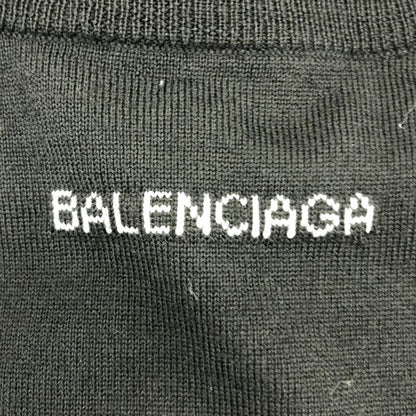 Balenciaga - Wool Back Logo Crew Neck Knitted Sweater - 40 - Black - Women's