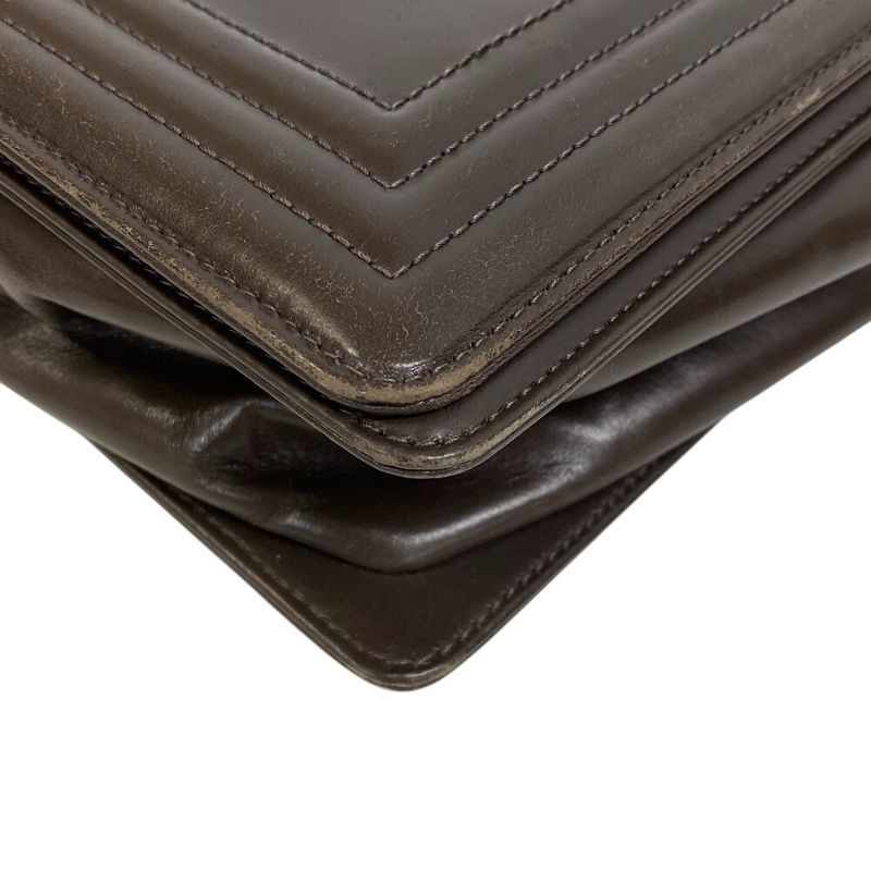 Chanel Boy Chanel Chain Shoulder Coco Mark Shoulder Bag Gray Ladies