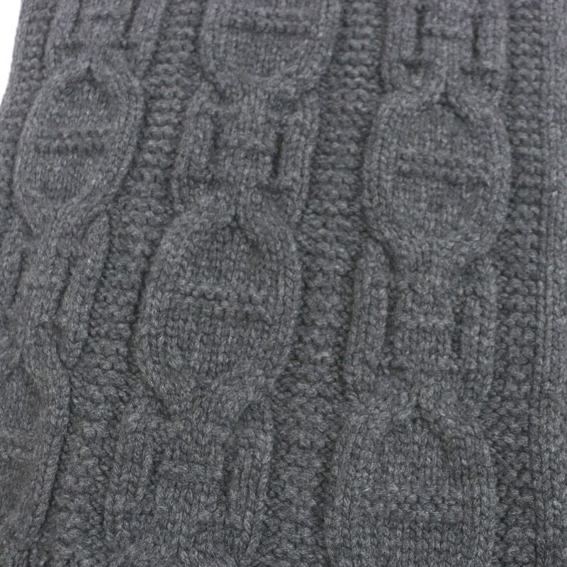 Hermes Faubourg 100% Cashmere Chaine D'ancre Pattern Knit Scarf Dark Gray Made