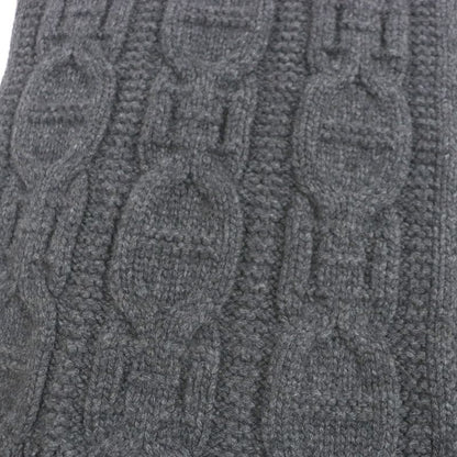Hermes Faubourg 100% Cashmere Chaine D'ancre Pattern Knit Scarf Dark Gray Made