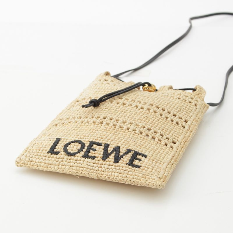 Loewe Raffia Drawstring Ring Pocket Shoulder Bag C756phpx01 Natural