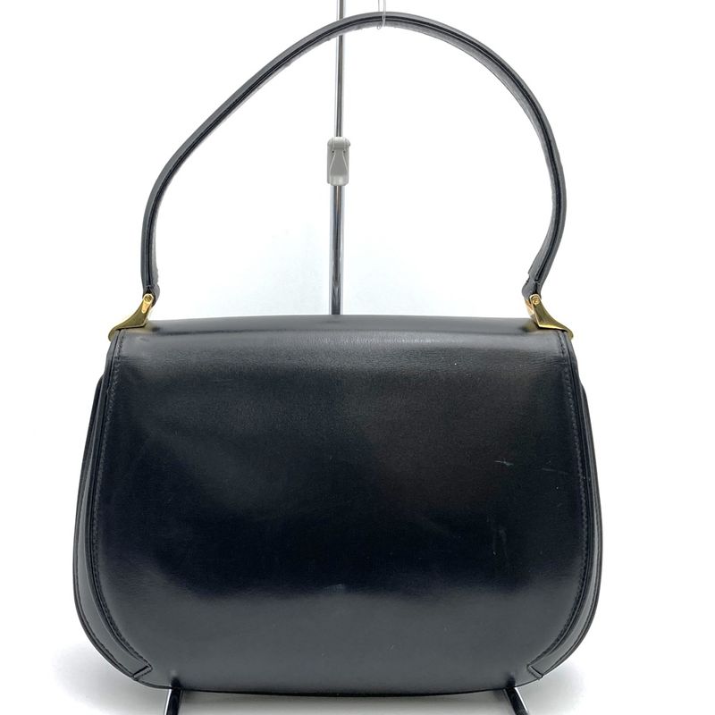 Gucci Handbag Black Leather Ladies Men Fashion Branded