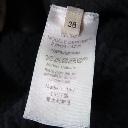 Celine 2 8h34/4238 Phoebe Philo Egg Crombie Reversible Mouton Coat Dark Navy 38