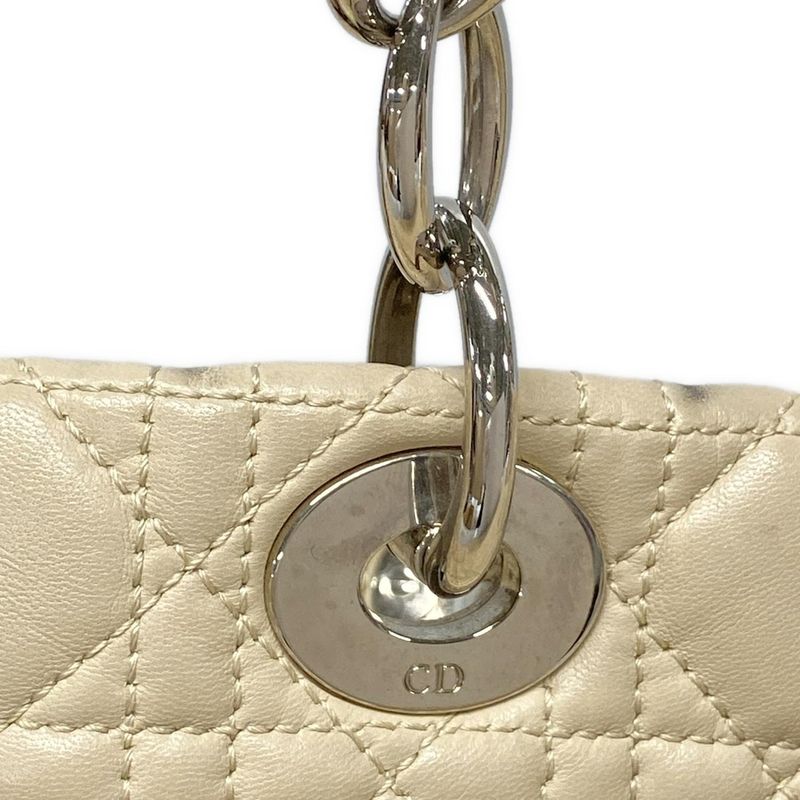 Dior/christian Dior Tote Bag Canage Stitch Ivory Chain Shoulder/silver Hardware