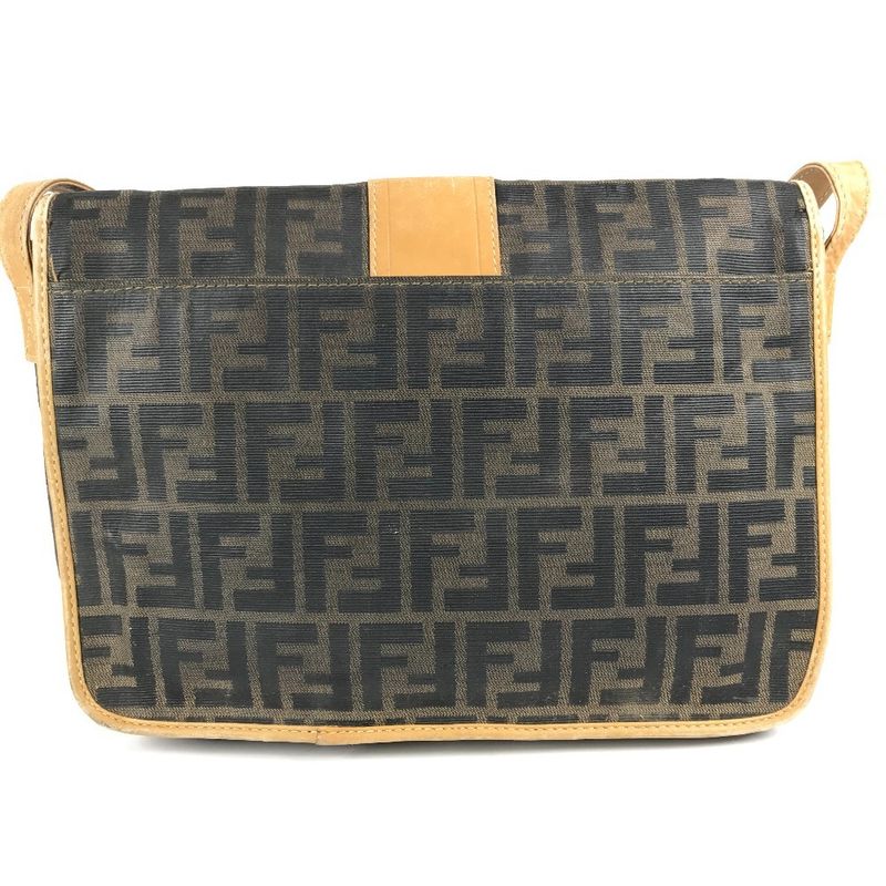 Fendi Shoulder Bag Zucca Logo Pvc/leather Brown