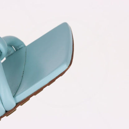 Bottega Veneta Leather Sandals Women's 35 Light Blue Made In Italy