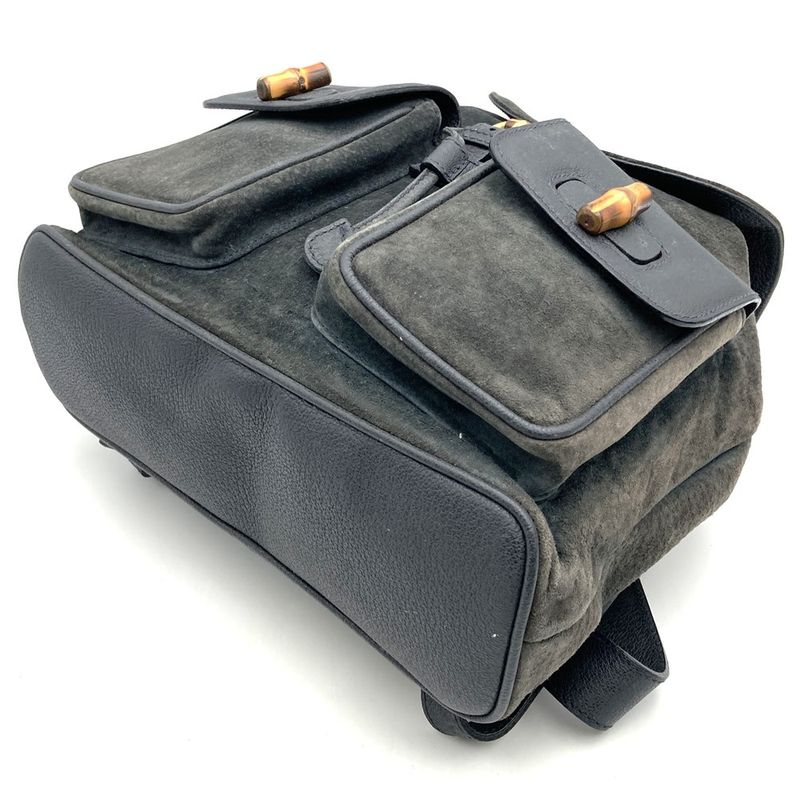 Gucci 003 2058 0016 Backpack Bamboo Suede Gray Daypack Suede Women