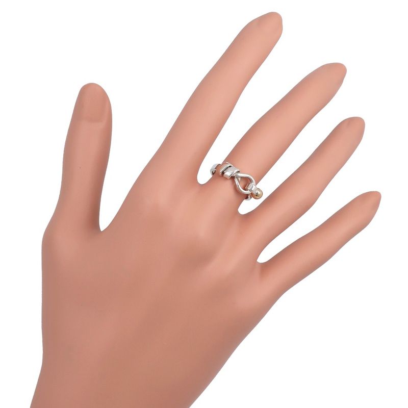 Tiffany & Co Hook And Eye Silver 925 X 18K Yellow Gold Size 8.5 Ladies 2.6g Ring