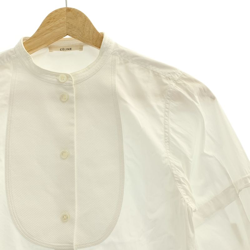 Celine - Phoebe Period Band Collar Tuxedo Shirt - 34 - White - Women's