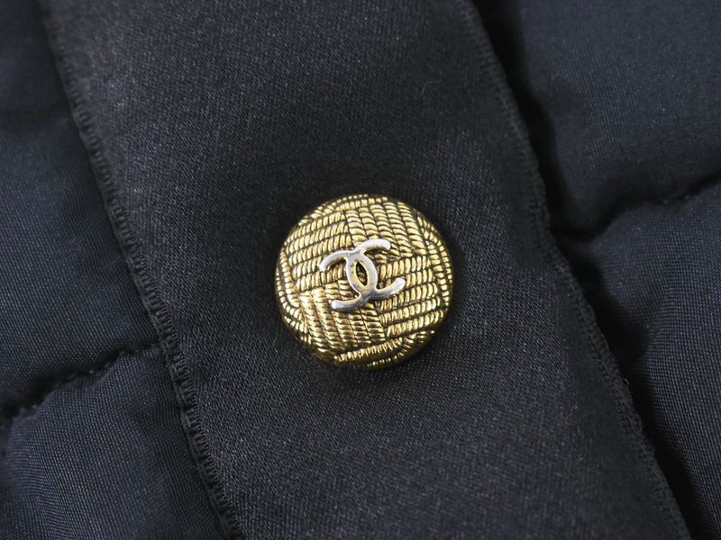 Authentic Chanel Estimated Nylon Down Jacket Outerwear Black Women's Clothing