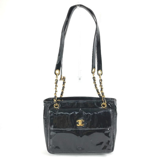 Chanel Shoulder Bag CC Coco Logo A08036 Enamel Black