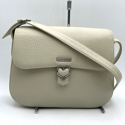 Saint Laurent Shoulder Bag White Leather Ladies Vintage Men Fashion