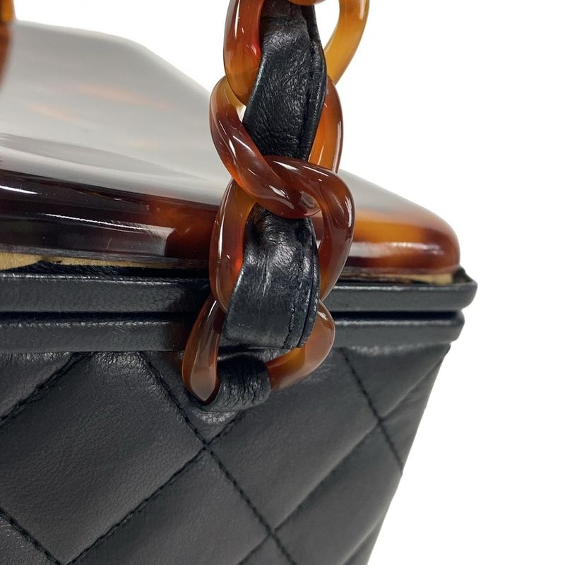 Chanel Vanity Bag Matelasse Black And Brown Plastic Chain/tortoiseshell Lambskin