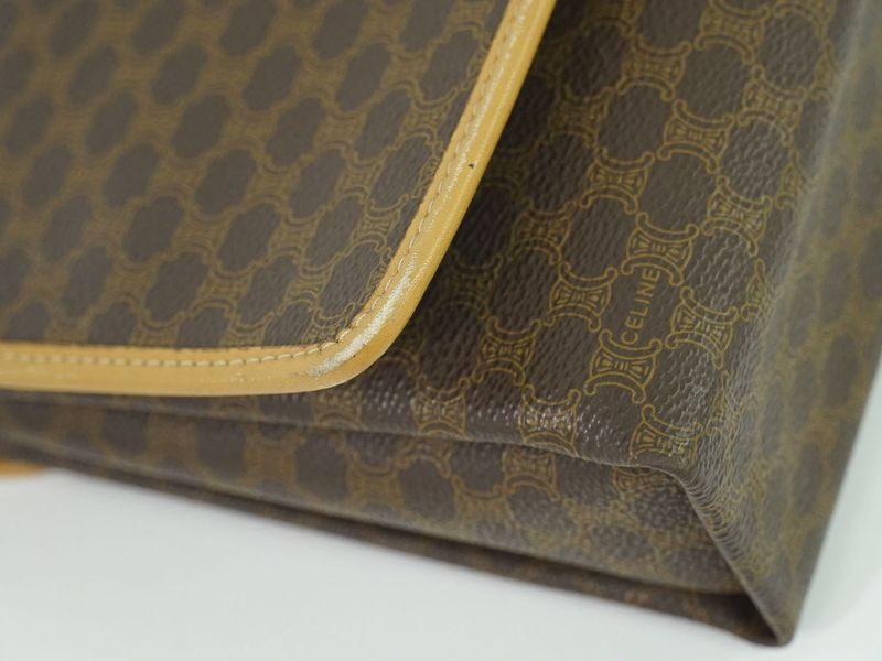 Authentic Celine Macadam Shoulder Bag Pochette PVC Brown Macadam Bag Pre-owned