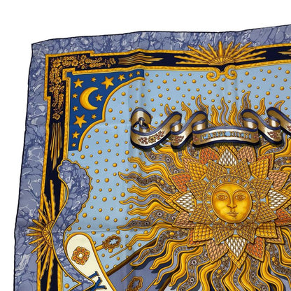 Hermes Scarf Silk Carre 90 Carpe DIEM Enjoy The Day Blue