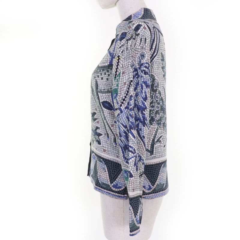 Hermes Pavement 100% Silk Margiela Period All-over Design Long-sleeved Shirt