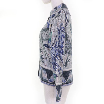 Hermes Pavement 100% Silk Margiela Period All-over Design Long-sleeved Shirt