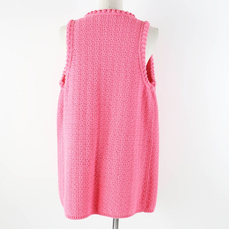 CHANEL 22S P72795 Front Open Long Length Gilet/vest With Coco Mark Buttons Pink