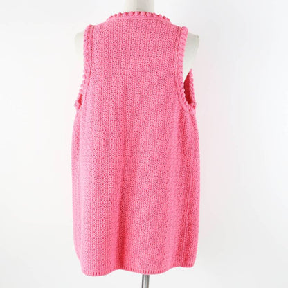CHANEL 22S P72795 Front Open Long Length Gilet/vest With Coco Mark Buttons Pink