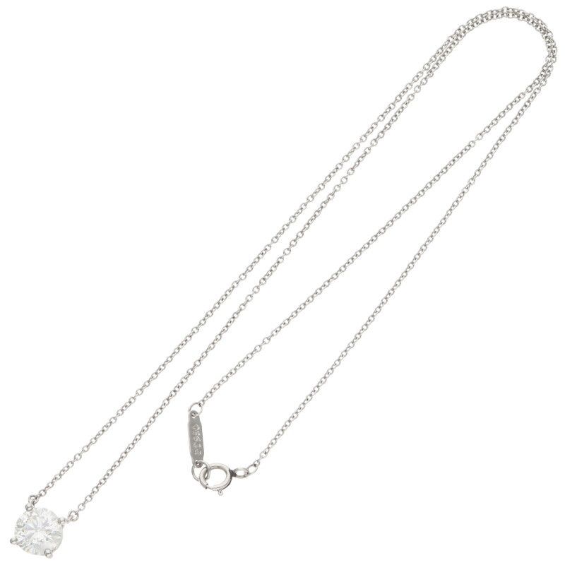 Tiffany & Co Solitaire Pt950 Diamond Platinum Necklace Ladies