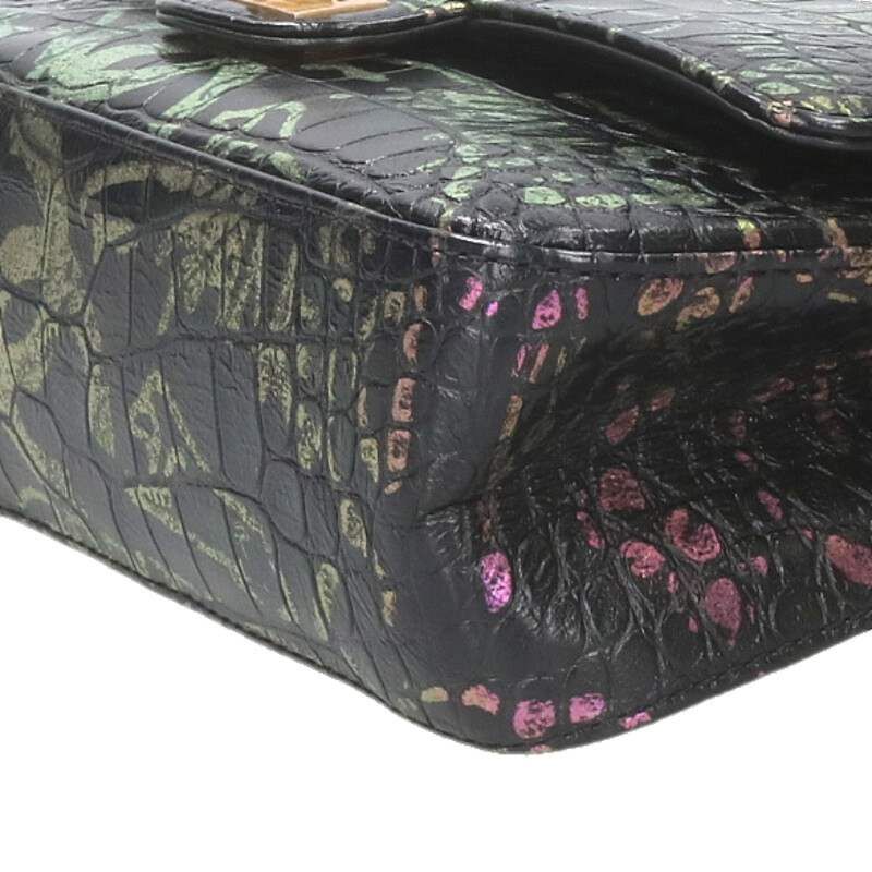 Chanel 2.55 Graffiti Croc Shape Push W Flap Chain Shoulder Bag Men 25