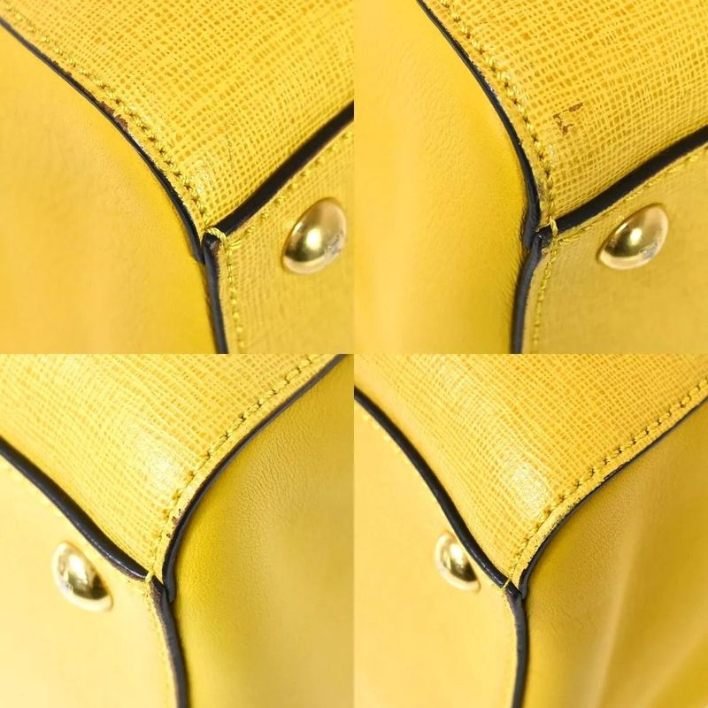 Fendi Shoulder Bag Handbag Yellow Leather 87bs147