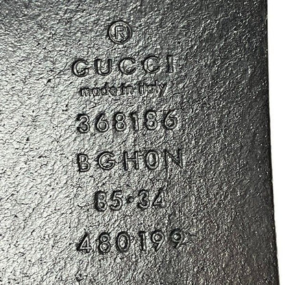 Gucci Interlocking 368186 Black Silver Hardware Branded Accessories Belt Men's