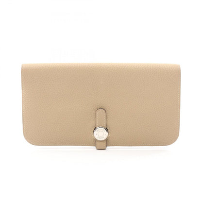 Hermes Bifold Wallet Dogon Long Trench Leather Beige