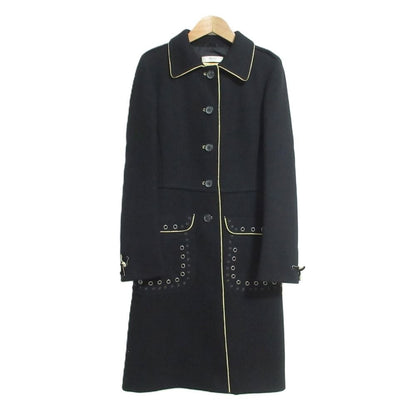 Prada Vintage Eyelet Studded Long Coat 38 Black