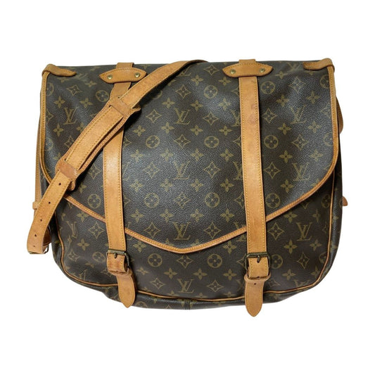 Louis Vuitton Monogram Saumur 43 Shoulder Bag Brown Inner Pocket Frayed