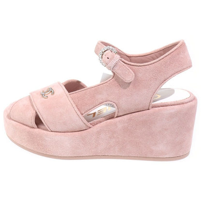 Chanel Platform Sandals Pink Nubuck