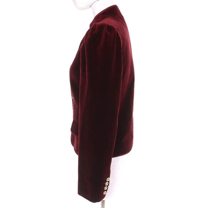 Celine Cotton Triomphe Gold Button Mao Color Velour Jacket Burgundy 34 — view 2