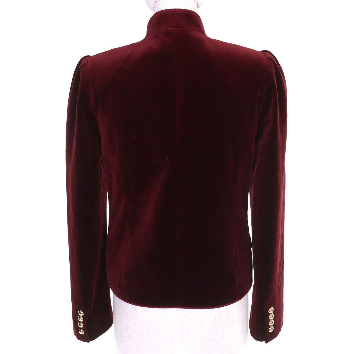 Celine Cotton Triomphe Gold Button Mao Color Velour Jacket Burgundy 34 — view 3