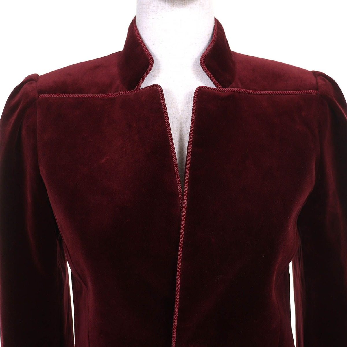Celine Cotton Triomphe Gold Button Mao Color Velour Jacket Burgundy 34 — view 4